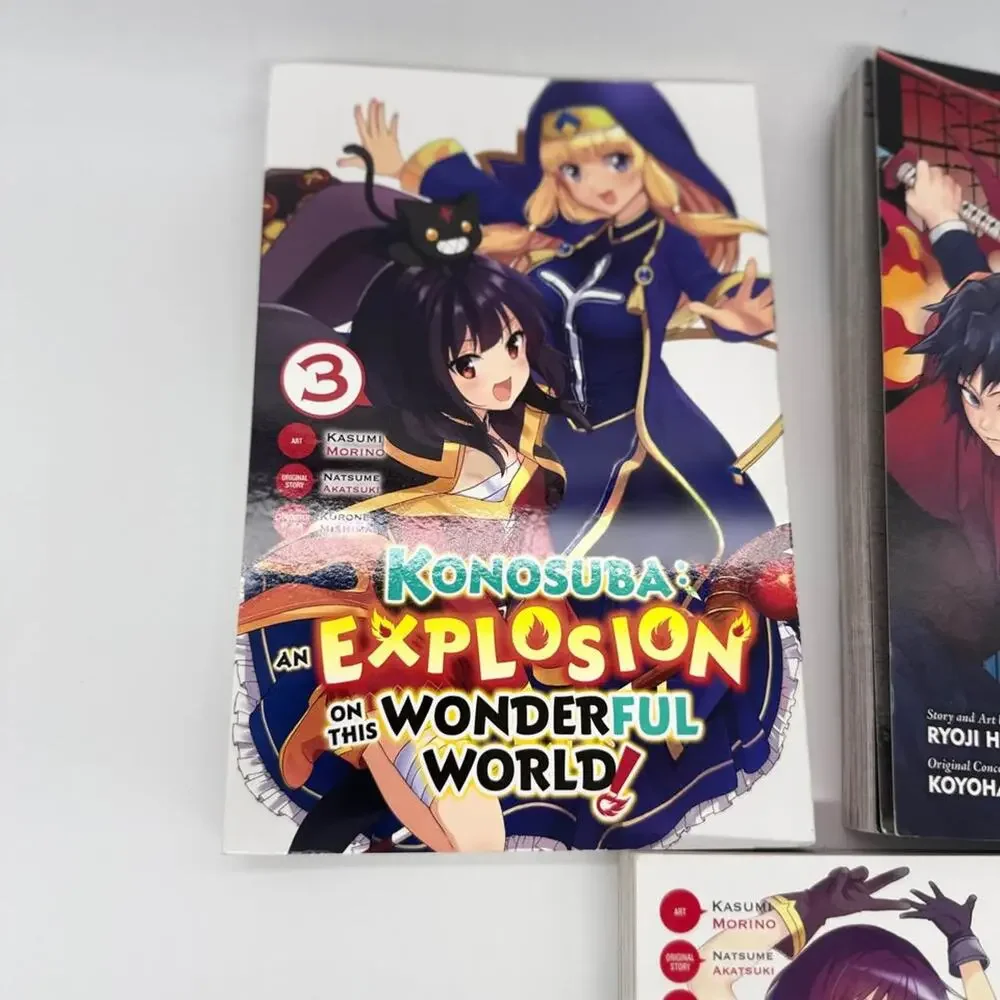 NEW Anime Manga Book Bundle (Demon Slayer & KonoSuba 3 Books)